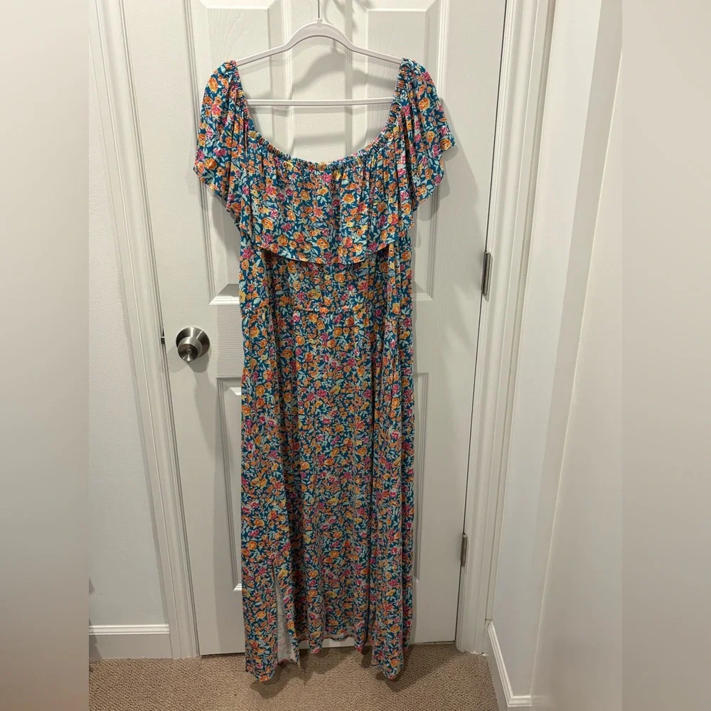 Lane Bryant Convertible Off-The-Shoulder Maxi Dress Floral 22/24 - Picture 4 of 7